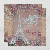 Invitation Fête Masquerade vintage Paris (Devant / Derrière)