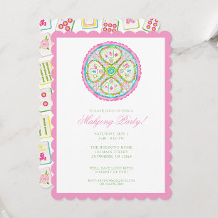 Invitation Fête Médaillon Mahjong Aquarelle Lumineuse