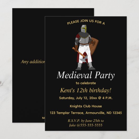 Invitation Fête médiévale (Devant / Derrière)