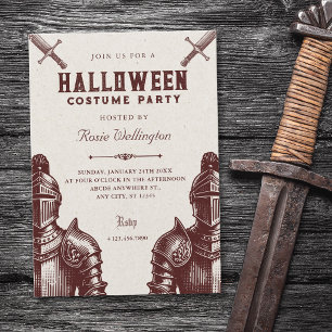Invitation Fête médiévale de Halloween vintage des chevaliers