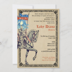 Invitation Fête médiévale Knights & Ladies et Joust Birthday