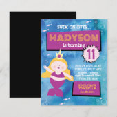 Invitation Fête Mermaid Blue Tie Dye Sea Life Fête d'annivers (Devant / Derrière)