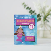 Invitation Fête Mermaid Blue Tie Dye Sea Life Fête d'annivers (Debout devant)