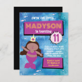 Invitation Fête Mermaid Blue Tie Dye Sea Life Fête d'annivers (Devant / Derrière)