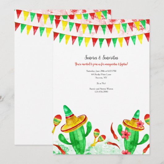 Invitation Fête mexicaine (Devant / Derrière)