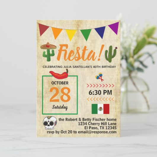 Invitation Fête mexicaine (Debout devant)