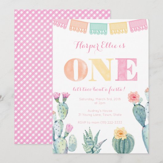 Invitation Fête mexicaine 1er anniversaire fête de fille (Devant / Derrière)