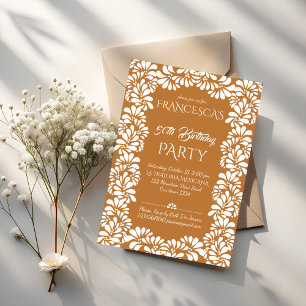 Invitation fête mexicaine anniversaire terracotta talavera