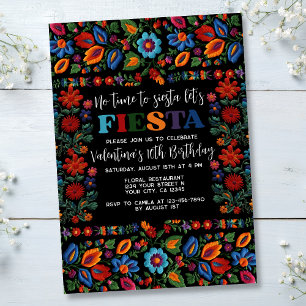 Invitation Fête mexicaine Art folklorique Floral Broderie Ann
