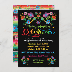 Invitation Fête mexicaine avec broderie