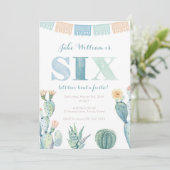 Invitation Fête mexicaine Cactus 6e fête d'anniversaire (Debout devant)