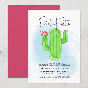 Invitation Fête Mexicaine Cactus Piscine Anniversaire Tout Âg