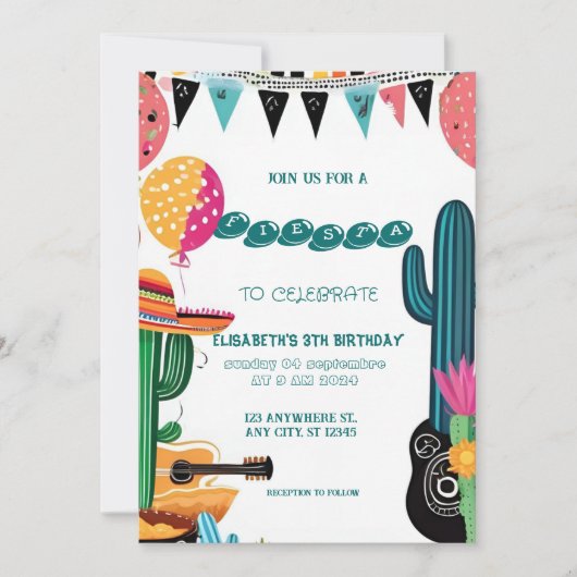 Invitation Fête mexicaine colorée (Devant)