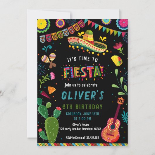 Invitation Fête mexicaine colorée (Devant)