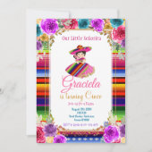 Invitation Fête mexicaine colorée Anniversaire Gold Girl (Devant)