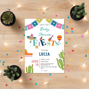 Invitation Fête Mexicaine Colorée Cactus Baby Shower