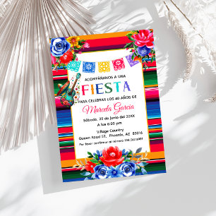 Invitation Fête mexicaine colorée fête d'anniversaire espagno