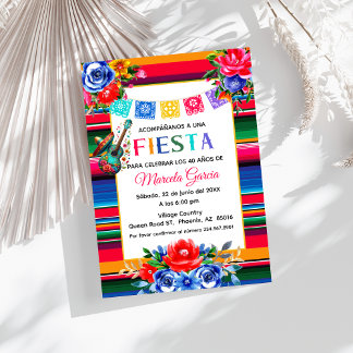 Invitation Fête mexicaine colorée fête d'anniversaire espagno