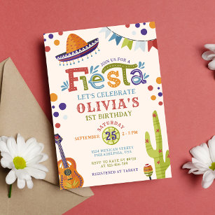Invitation Fête mexicaine colorée Premier anniversaire