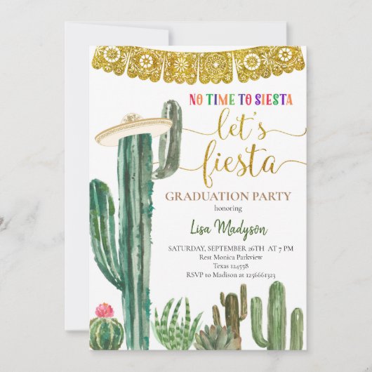 Invitation Fête mexicaine de Cactus (Devant)