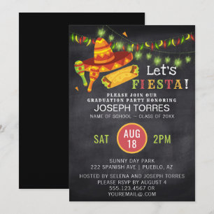 Invitation Fête mexicaine de la fête de graduation Chalkboard