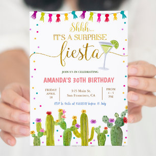 Invitation Fête mexicaine de la surprise Cactus Anniversaire