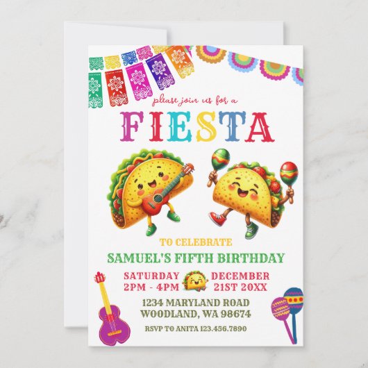 Invitation Fête mexicaine de Taco (Devant)