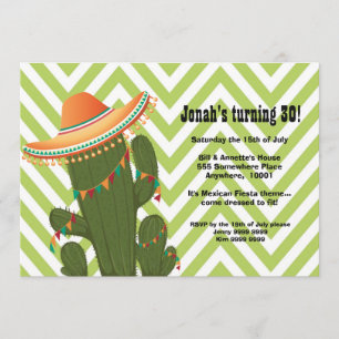 Invitation Fête mexicaine des Cactus Sombrero