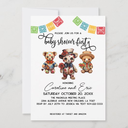 Invitation Fête mexicaine du Baby shower mort Fiesta (Devant)