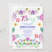 Invitation Fête mexicaine espagnole Florale 75e fête d'annive (Devant)