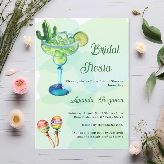 Invitation Fête mexicaine Fête des mariées verte