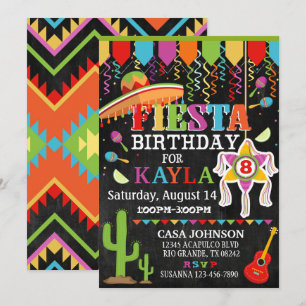 Invitation Fête mexicaine Pinata Party Couleurs vives Anniver