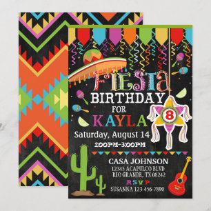 Invitation Fête mexicaine Pinata Party Couleurs vives Anniver