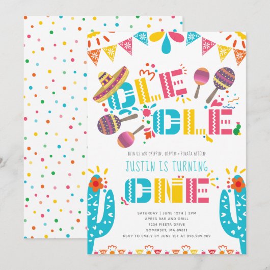 Invitation Fête mexicaine Premier anniversaire (Devant / Derrière)
