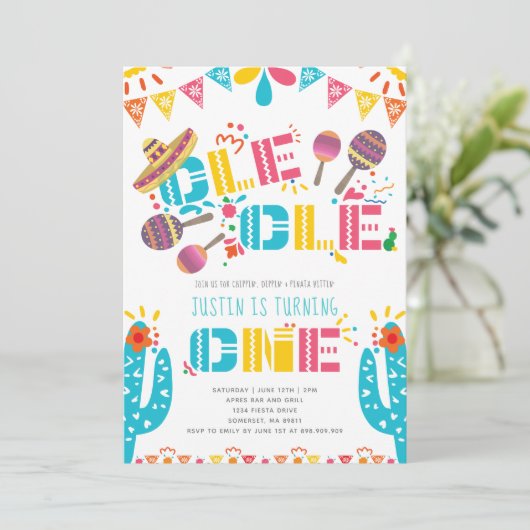 Invitation Fête mexicaine Premier anniversaire (Debout devant)