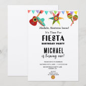 Invitation Fête mexicaine rose bleu jaune (Devant / Derrière)