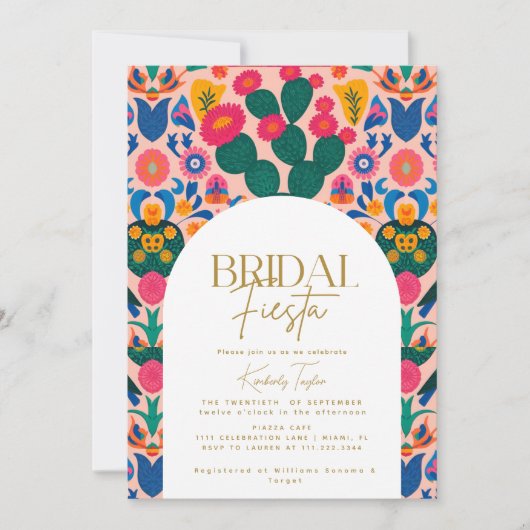 Invitation Fête Mexicaine Rose Florale Mariage Fête de Mariag (Devant)
