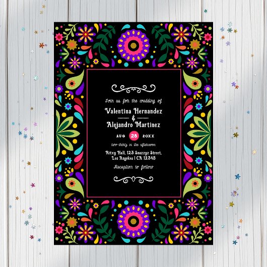 Invitation Fête mexicaine vibrante Mariage floral