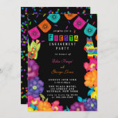 Invitation Fête mexicaine Vivid Florals (Devant / Derrière)