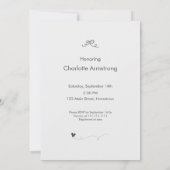 Invitation Fête minimale bébé fille pêche clair (Dos)