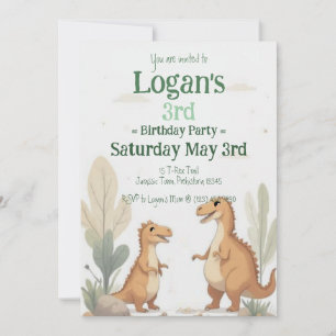 Invitation Fête minimale d'anniversaire de dinosaure pour enf