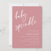 Invitation Fête minimale de bébé Rose Poussiéreuse Simple (Devant)