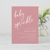 Invitation Fête minimale de bébé Rose Poussiéreuse Simple (Debout devant)