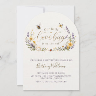 Invitation Fête minimale de douche de bébé de fleurs sauvages