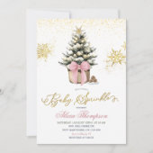 Invitation Fête minimale de Noël Bébé Coquette Rose (Devant)