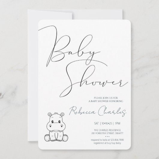 Invitation Fête minimale pour bébé (Devant)