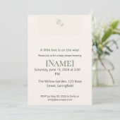 Invitation Fête minimale pour bébé abeille à miel, modifiable (Debout devant)