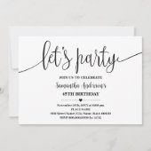 Invitation Fête Minimaliste Anniversaire Tout Âge (Devant)