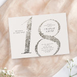 Invitation Fête minimaliste moderne tout blanc 18e anniversai<br><div class="desc">L'invitation minimaliste moderne 18ème anniversaire comprend la fausse crème élégante blanc parties scintillant numéro 18 et les détails de votre fête en fusain noir classique serif police sur crème légère arrière - plan, simple et élégant, grande toute blanc invitation fête d'anniversaire. la couleur blanche arrière - plan peut être changée...</div>