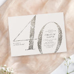 Invitation Fête minimaliste moderne tout blanc 40e anniversai<br><div class="desc">Moderne minimaliste invitation de fête de 40e anniversaire comprend la fausse crème élégante blanc numéro de parties scintillant 40 et vos détails de fête en fusain noir classique serif police sur crème légère arrière - plan, simple et élégant, grand jalon adulte toute blanc invitation de fête d'anniversaire. la couleur arrière...</div>